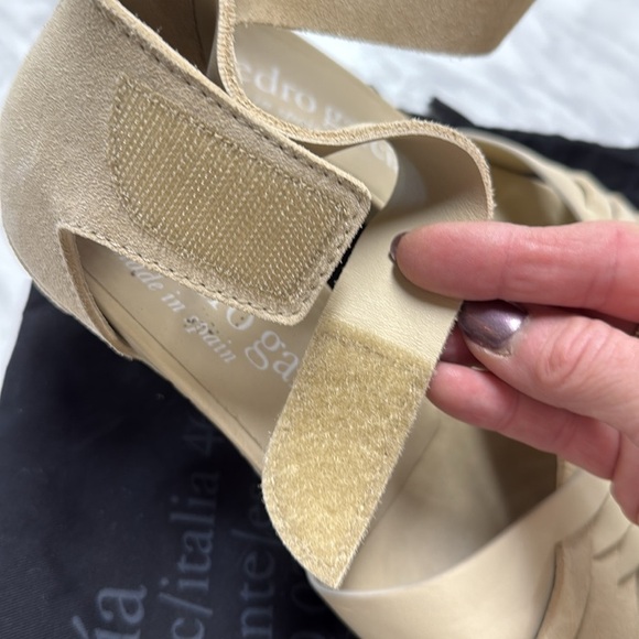 Pedro Garcia Cream Suede Woven Heeled Sandal with Ankle Strap Size 38/8 - Picture 3 of 12